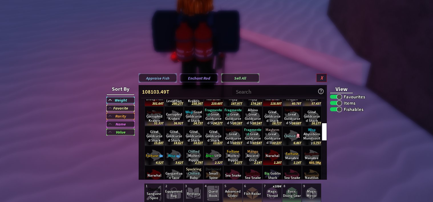 【FAT ACCOUNT】✨💗 Very well-rolled in Fisch and 99 nights + 1.000 robuxes💗✨ DESCRIPTION💗 Slide 1